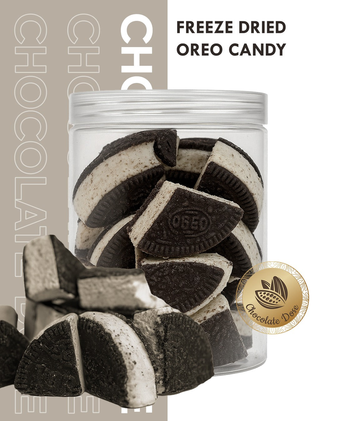 Freeze Dried Ice Cream Oreo - 120g Jar | Crunchy Cookies & Cream Treat