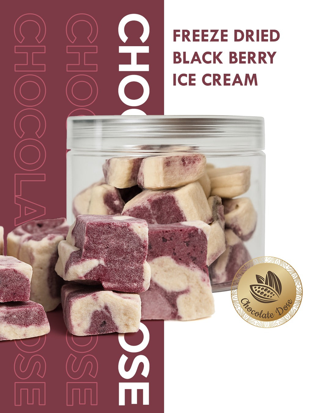 Freeze Dried Ice Cream Blackberry - 55g Jar | Crunchy Berry Ice Cream Snack