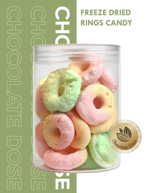 Freeze Dried Rings Candy - 60g Jar | Crunchy Fruity Rings